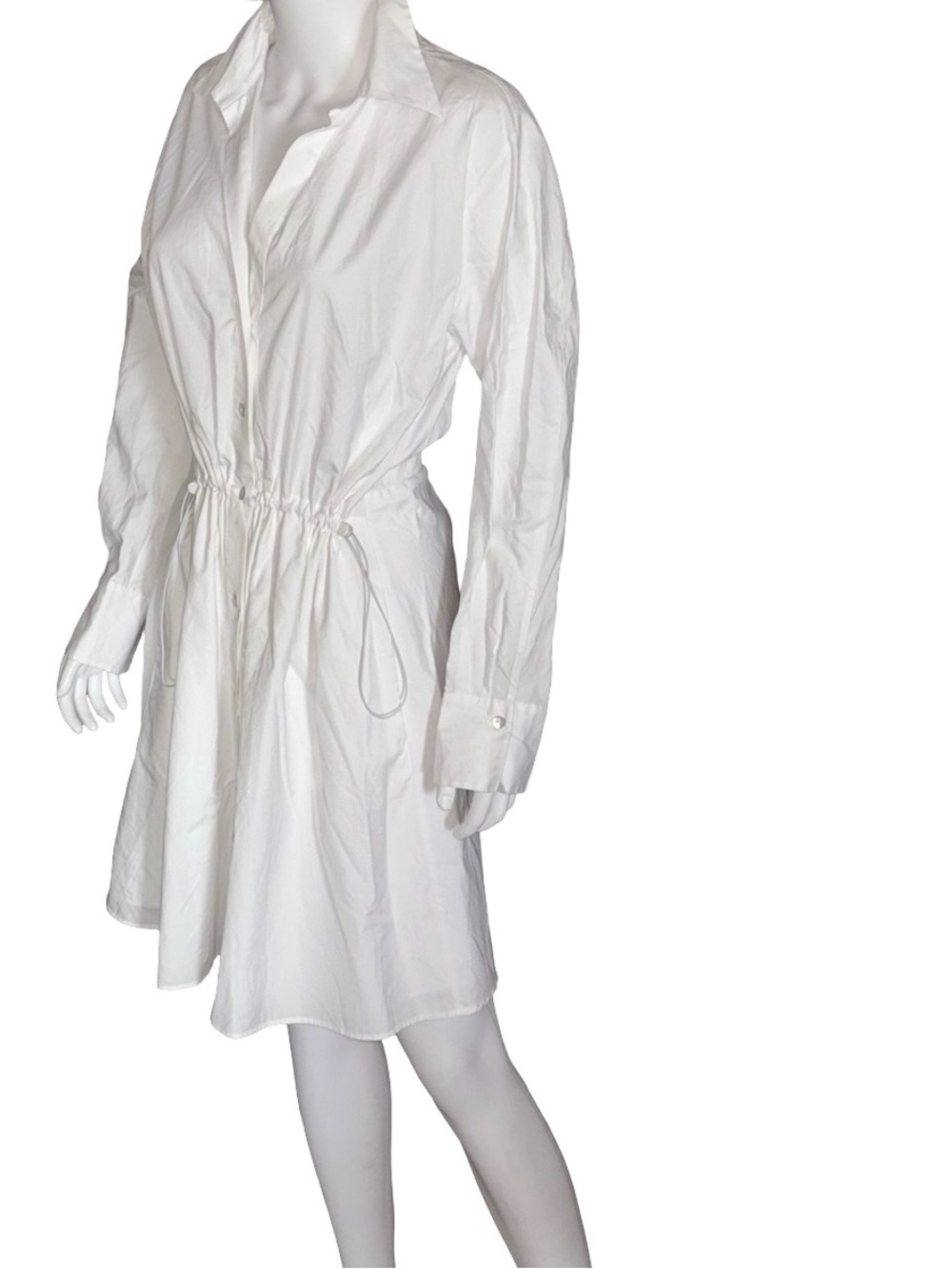 Vince White Adjustable Drawstring Waist Long Sleeve Shirt Dress Medium Casual - Picture 1 of 8